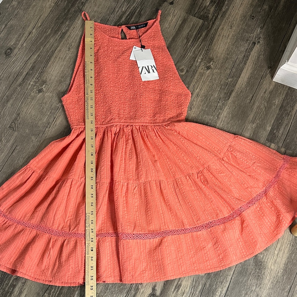 Zara Coral Dress size large - Picture 9 of 12
